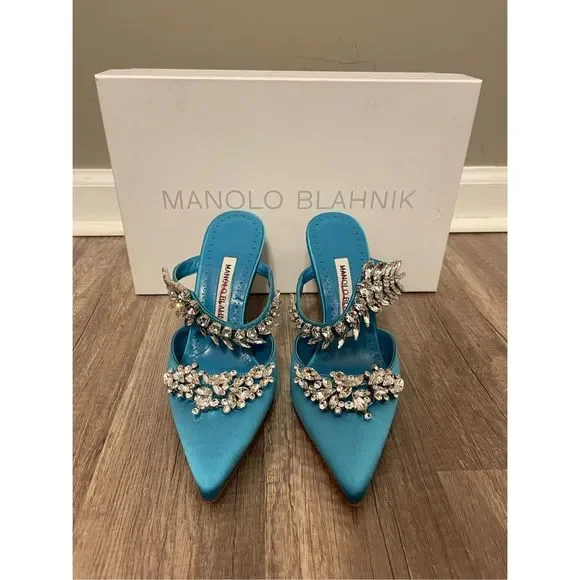 MANOLO BLAHNIK Satin Lurum 90 Heels